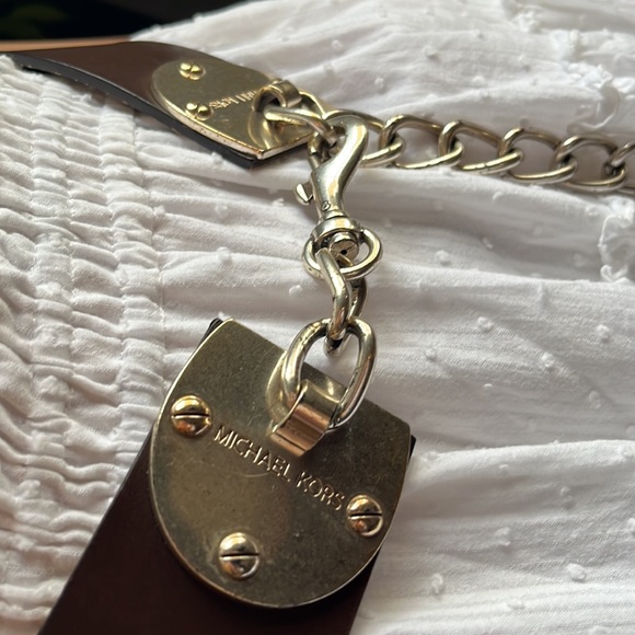 Michael, Kors Brown and silver genuine, leather chain belt, s/m - Picture 2 of 8